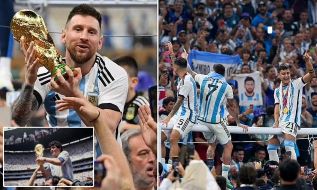 Lionel Messi Tiru Gaya Maradona Angkat Trofi Piala Dunia