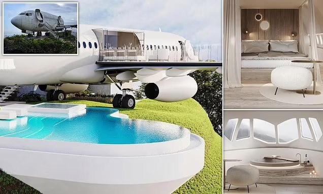 Bangkai Pesawat Boeing 737 Disulap Menjadi Villa di Bali