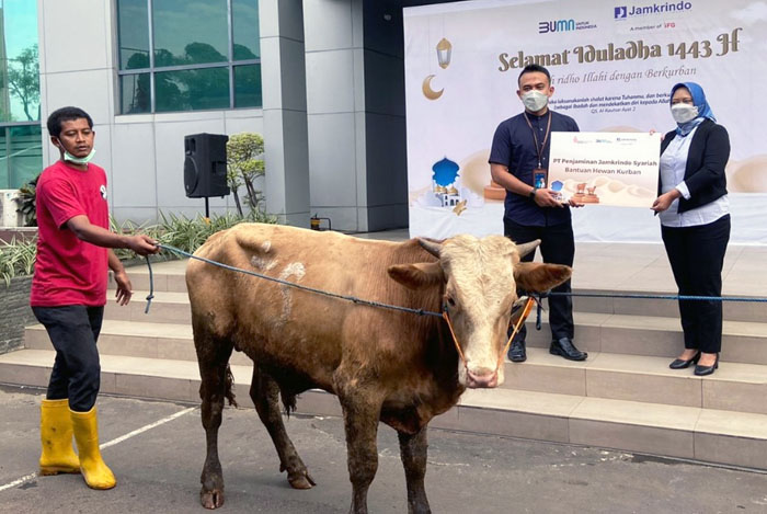 24 Sapi, Jamsyar Salurkan Daging Kurban bagi Warga sekitar Kantor Pusat dan Cabang