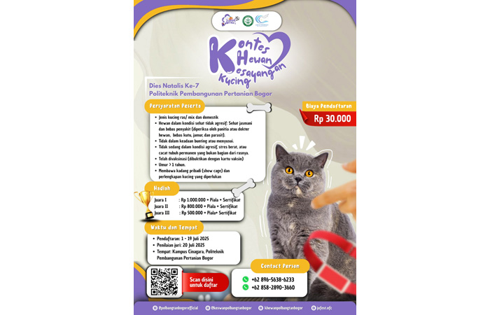 Kontes Kucing, Edukasi & Apresiasi pada Dies Natalis ke-7 Polbangtan Kementan