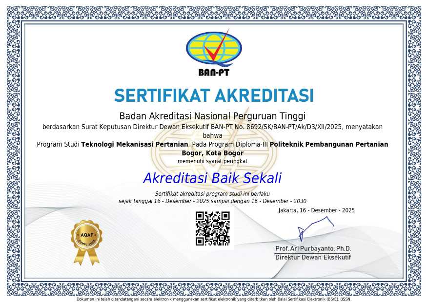 Prodi TMP Polbangtan Kementan Raih Akreditasi `Baik Sekali` dari BAN-PT